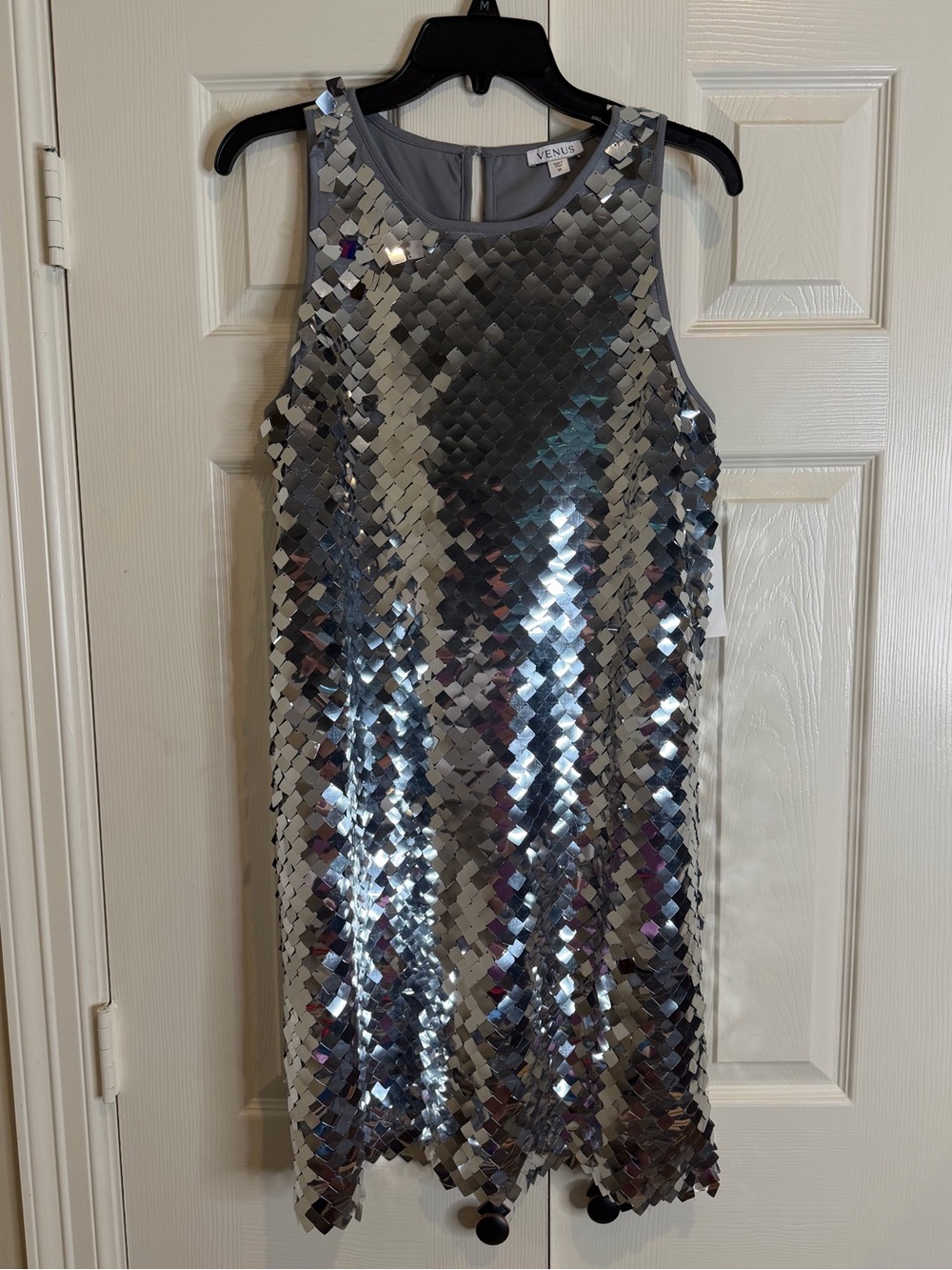 VENUS Silver Sequin Mini Dress
